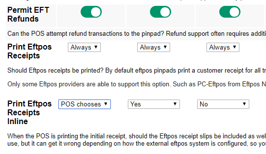 Print eftpos receipt control
